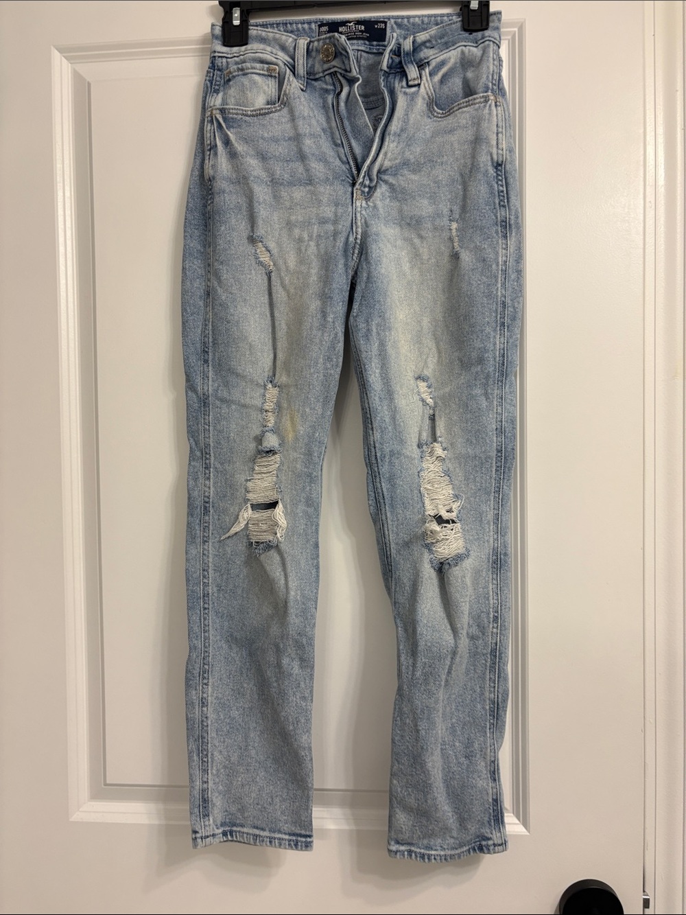 Hollister Light Blue Distressed Straight Jeans